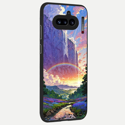 Rainbow Valley Dream back cover For Nothing Phone 4A slim fit glass case with vibrant aesthetic design