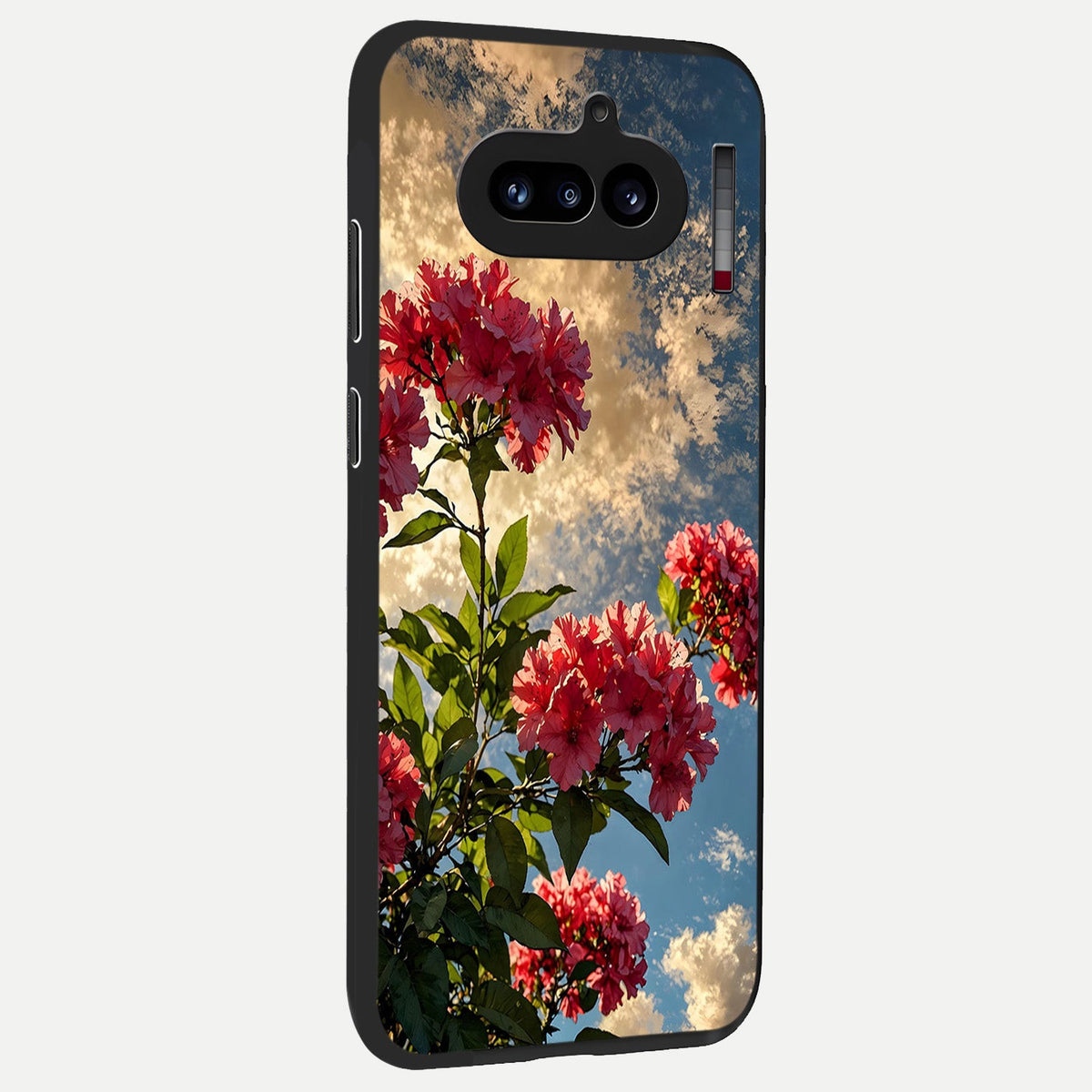 Red And White Marble back cover For Nothing Phone 4A slim fit glass case with vibrant aesthetic design