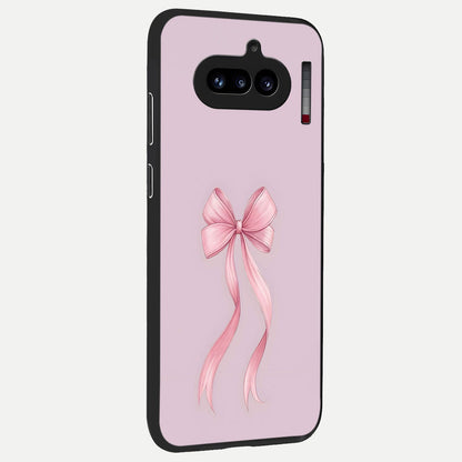  Soft Blush Bow back cover For Nothing Phone 4A slim fit glass case with vibrant aesthetic design