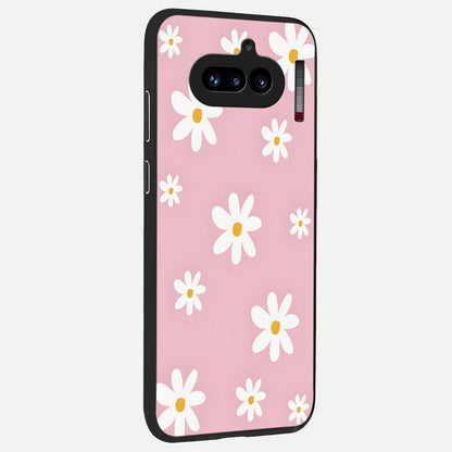  Soft Daisy Bliss back cover For Nothing Phone 4A slim fit glass case with vibrant aesthetic design
