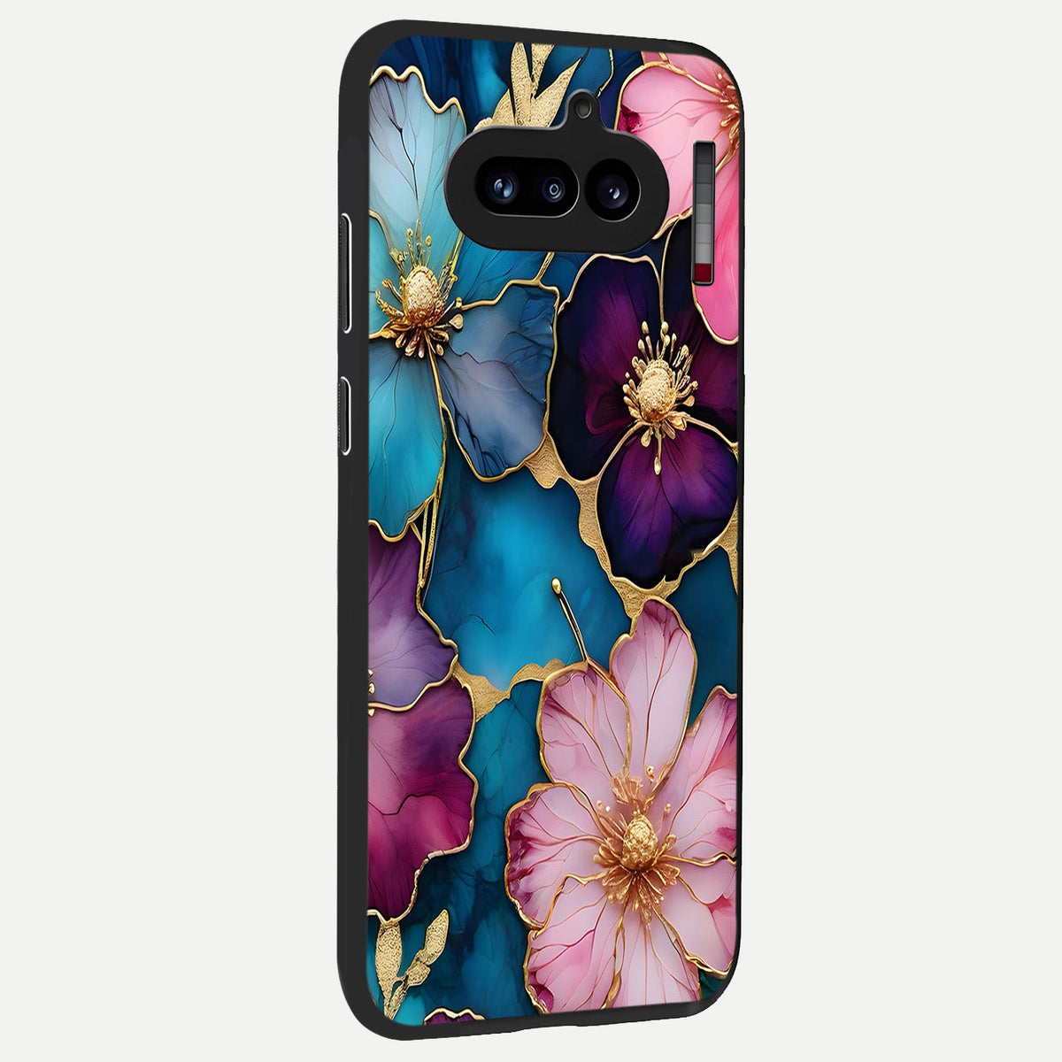  Sparkle Floral back cover For Nothing Phone 4A slim fit glass case with vibrant aesthetic design