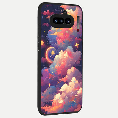  Starlit Dream Clouds back cover For Nothing Phone 4A slim fit glass case with vibrant aesthetic design