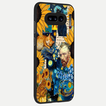  Sunflower Chic Mood Custom Name back cover For Nothing Phone 4A slim fit glass case with vibrant aesthetic design