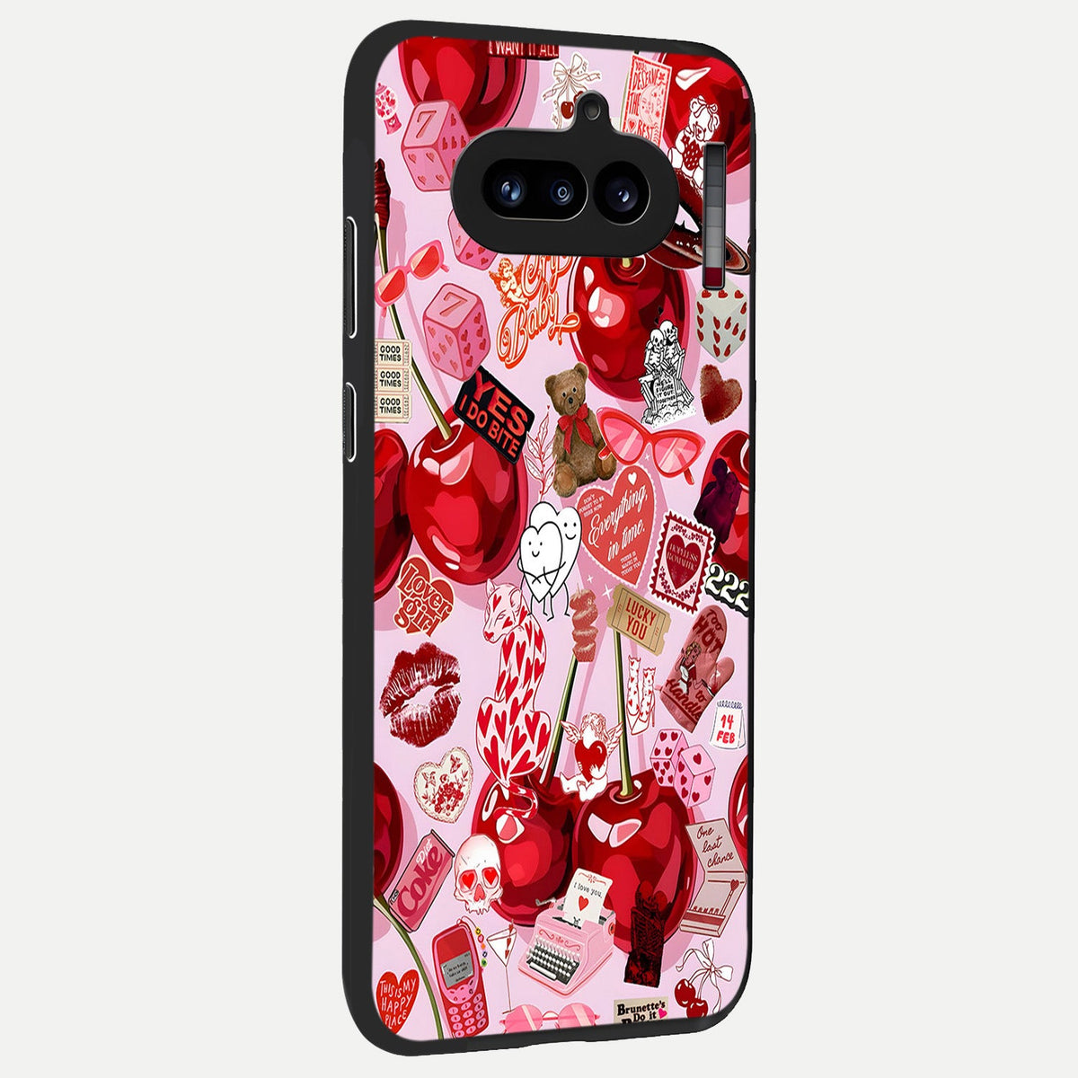  Sweet Cherry Chaos back cover For Nothing Phone 4A slim fit glass case with vibrant aesthetic design