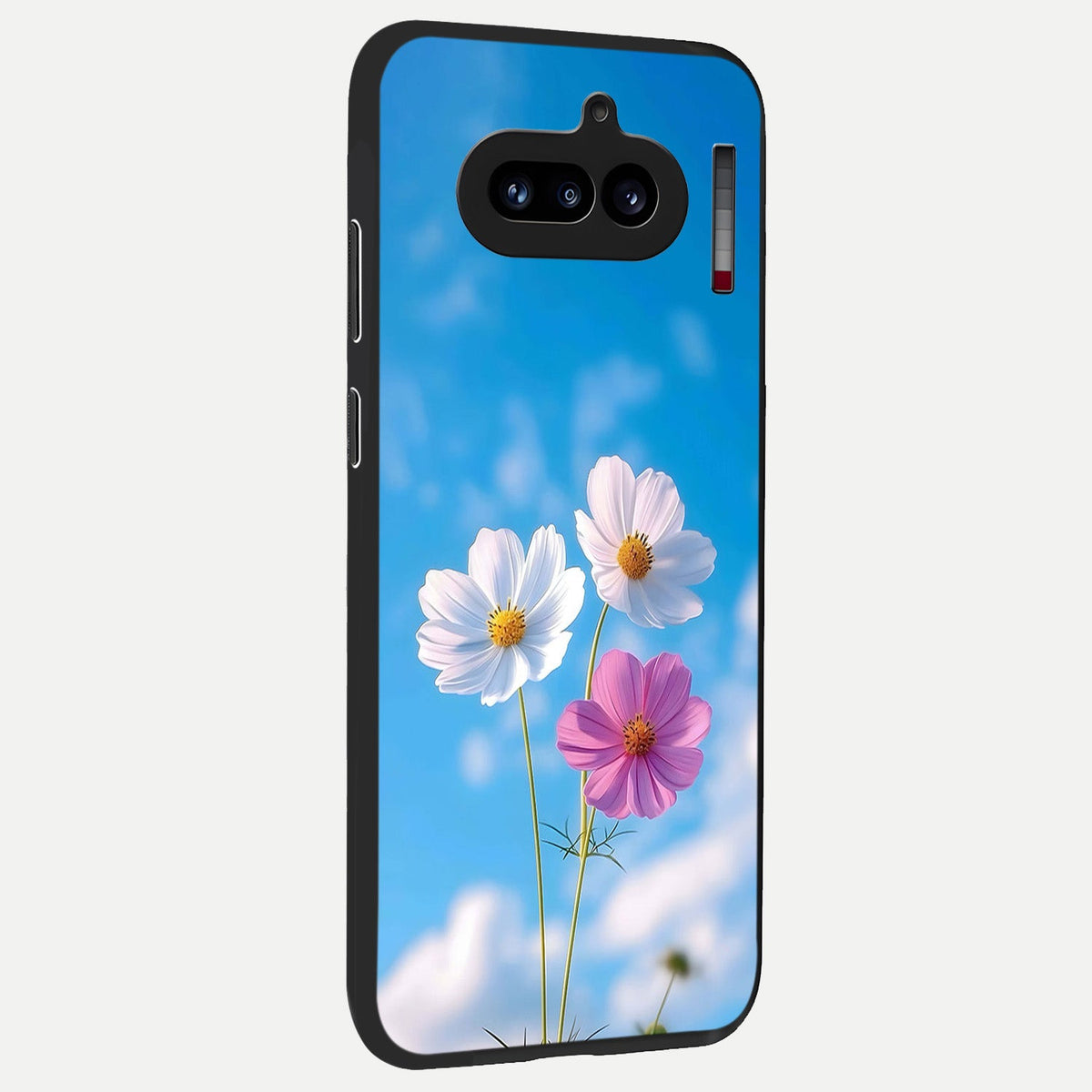  Tripple Flowers With Sky back cover For Nothing Phone 4A slim fit glass case with vibrant aesthetic design