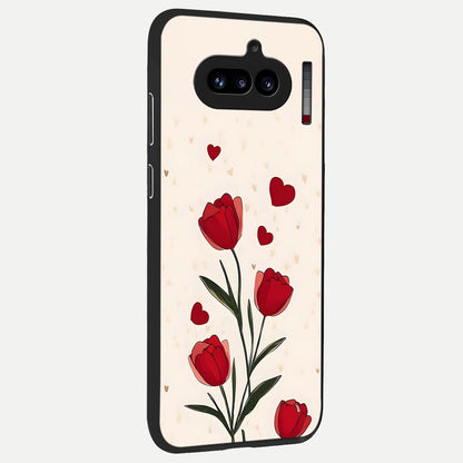  Tulip With Heart back cover For Nothing Phone 4A slim fit glass case with vibrant aesthetic design