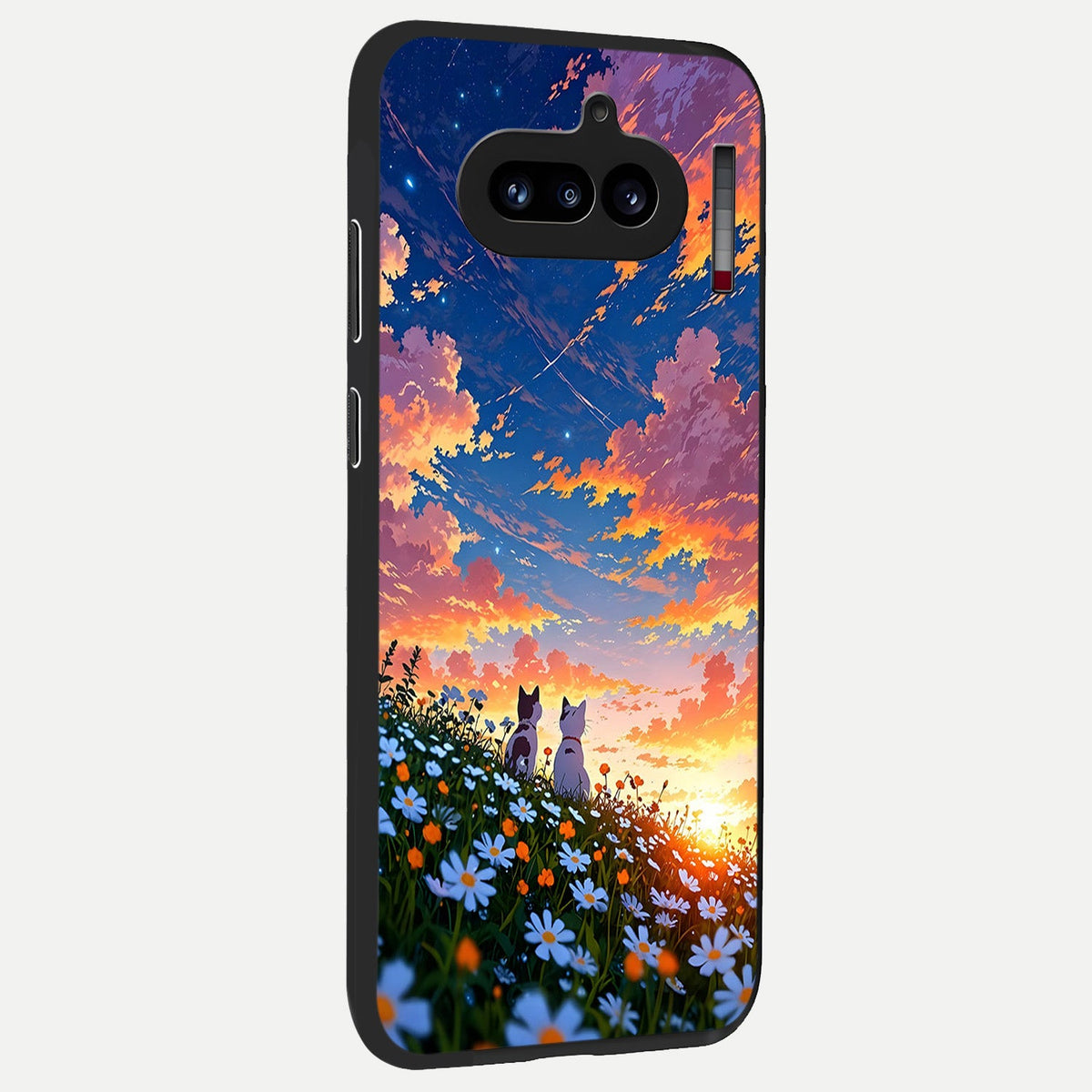  Two Cats Friends back cover For Nothing Phone 4A slim fit glass case with vibrant aesthetic design