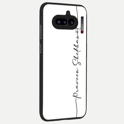  White Tune Custom Name back cover For Nothing Phone 4A slim fit personalized glass case with aesthetic design