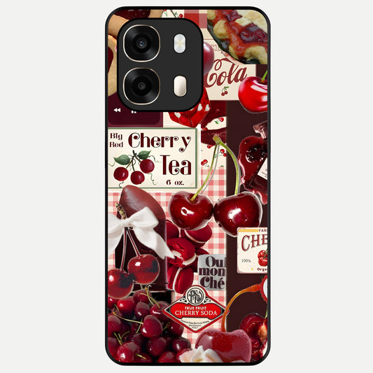  Aesthetic Cherry Tea Glass Case For Oppo A6  back cover – full design glossy printed glass finish