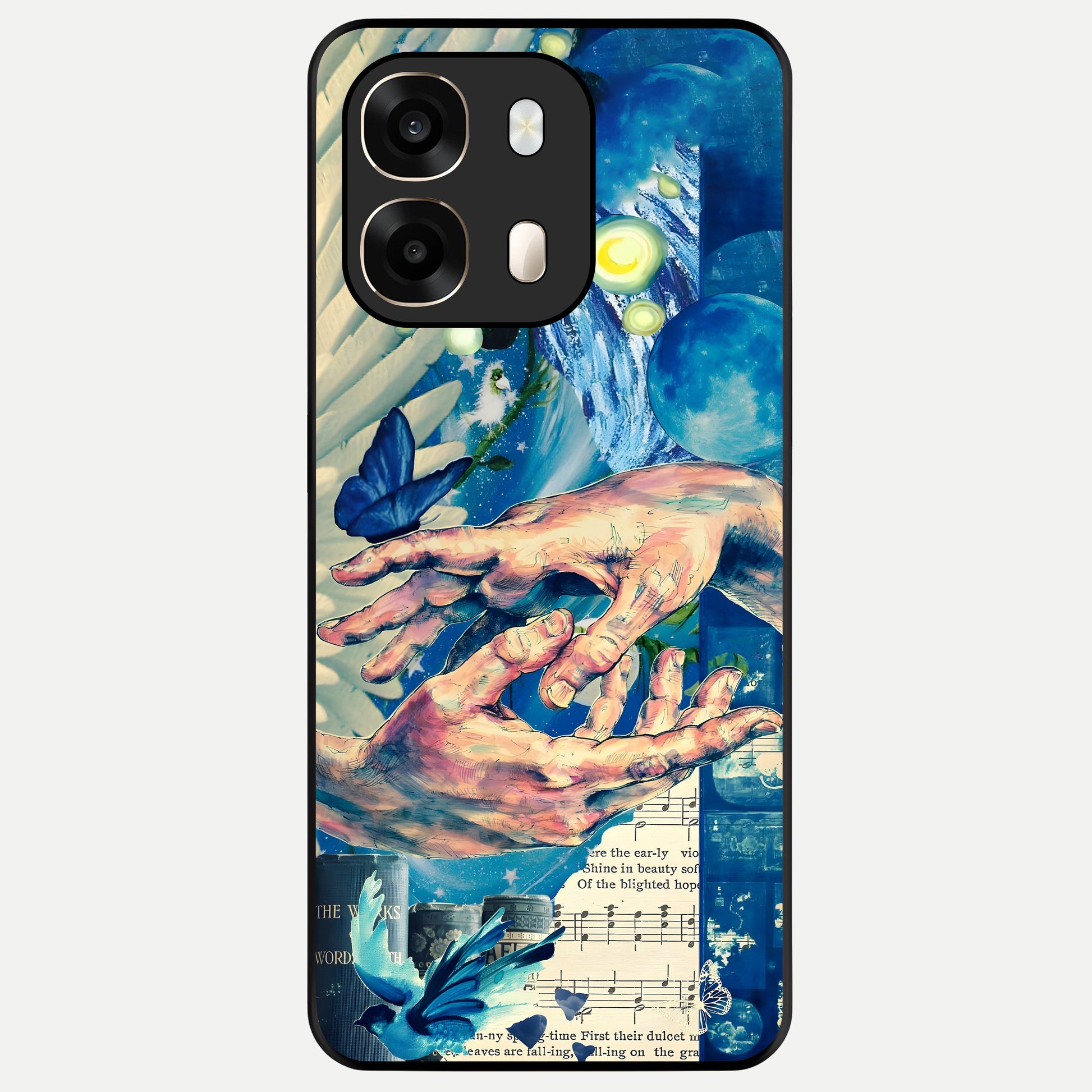  Aesthetic Divider Glass Case For Oppo A6  back cover – full design glossy printed glass finish