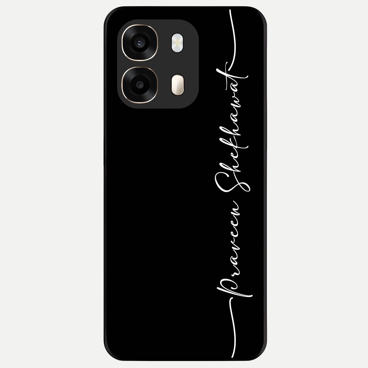  Black Tune Custom Name Glass Case For Oppo A6  back cover – full design glossy printed glass finish
