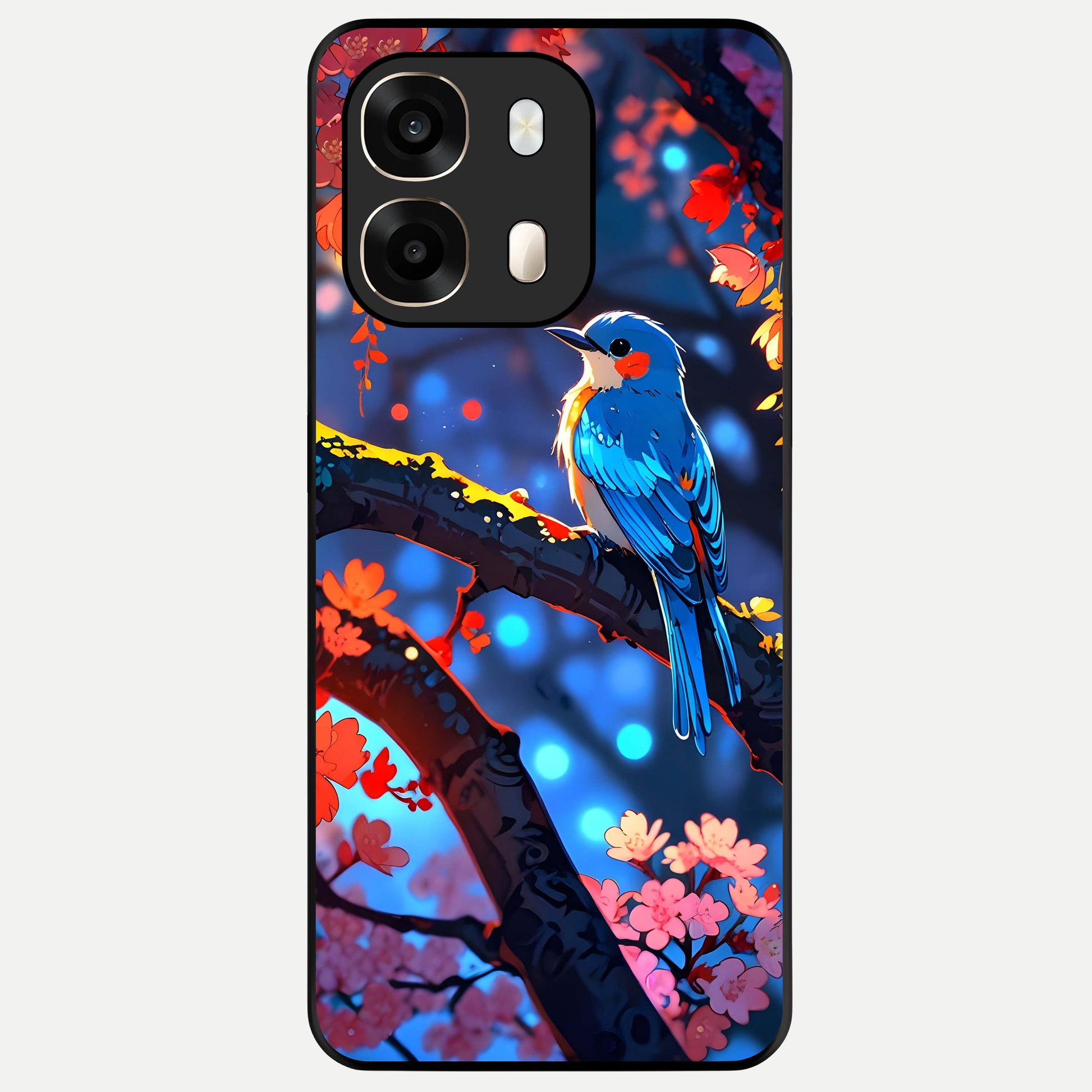  Blooming Water Drift Glass Case For Oppo A6  back cover – full design glossy printed glass finish