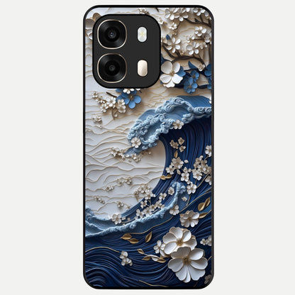  Blossom Wave Art Glass Case For Oppo A6  back cover – full design glossy printed glass finish