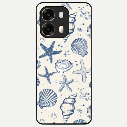  Blue Ocean Outline Glass Case For Oppo A6  back cover – full design glossy printed glass finish