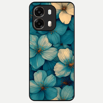  Blue Shade Floral Glass Case For Oppo A6  back cover – full design glossy printed glass finish