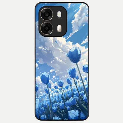  Blue Tulip Clouds Glass Case For Oppo A6  back cover – full design glossy printed glass finish