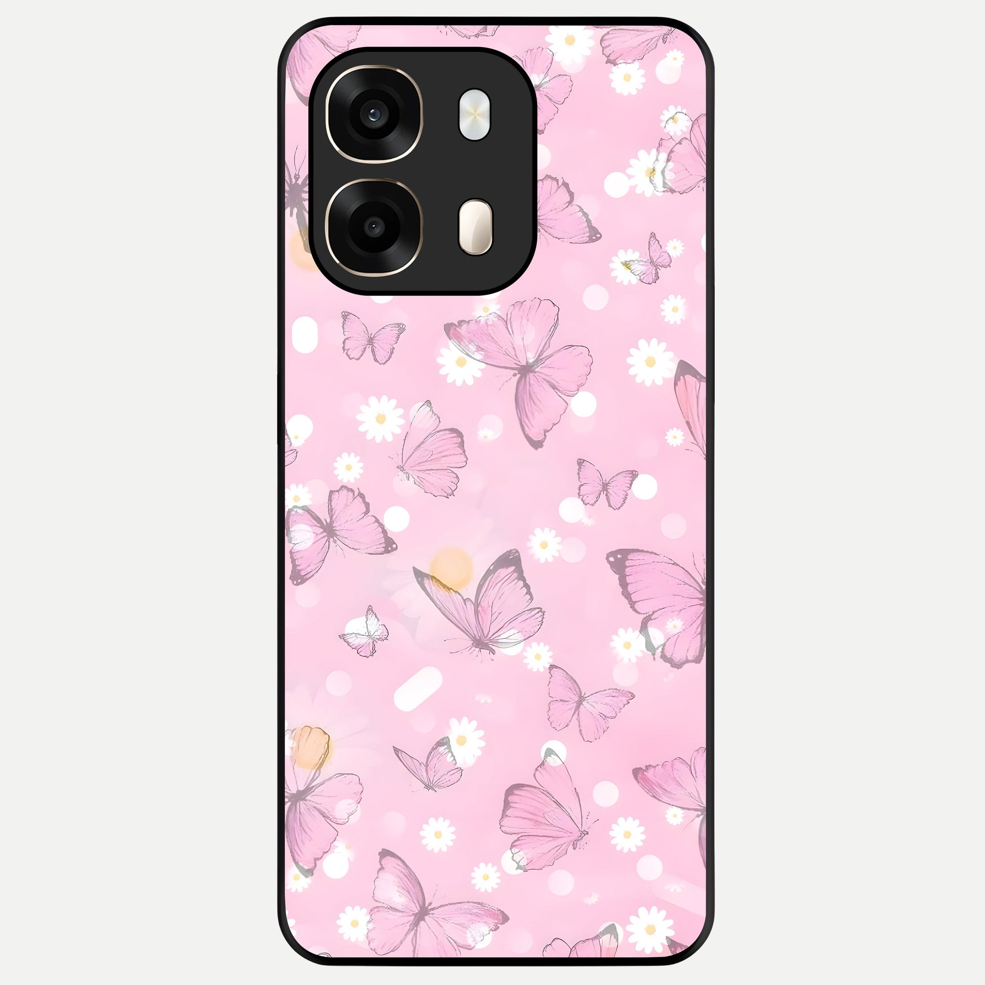  Blush Butterfly Garden Glass Case For Oppo A6  back cover – full design glossy printed glass finish