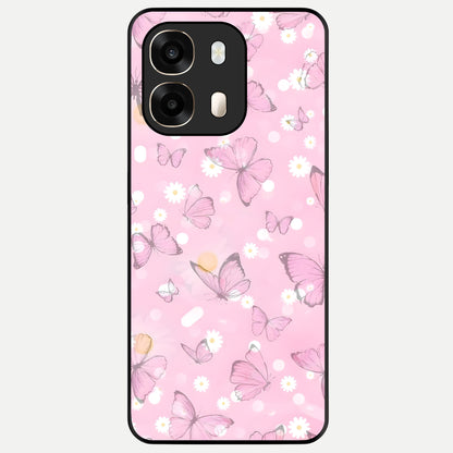  Blush Butterfly Garden Glass Case For Oppo A6  back cover – full design glossy printed glass finish