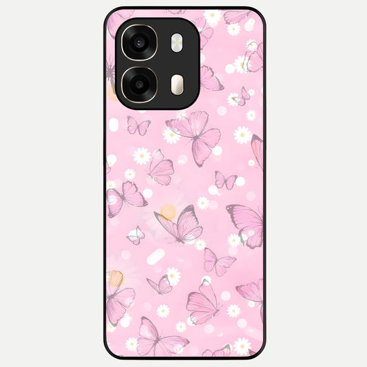  Blush Butterfly Garden Glass Case For Oppo A6  back cover – full design glossy printed glass finish