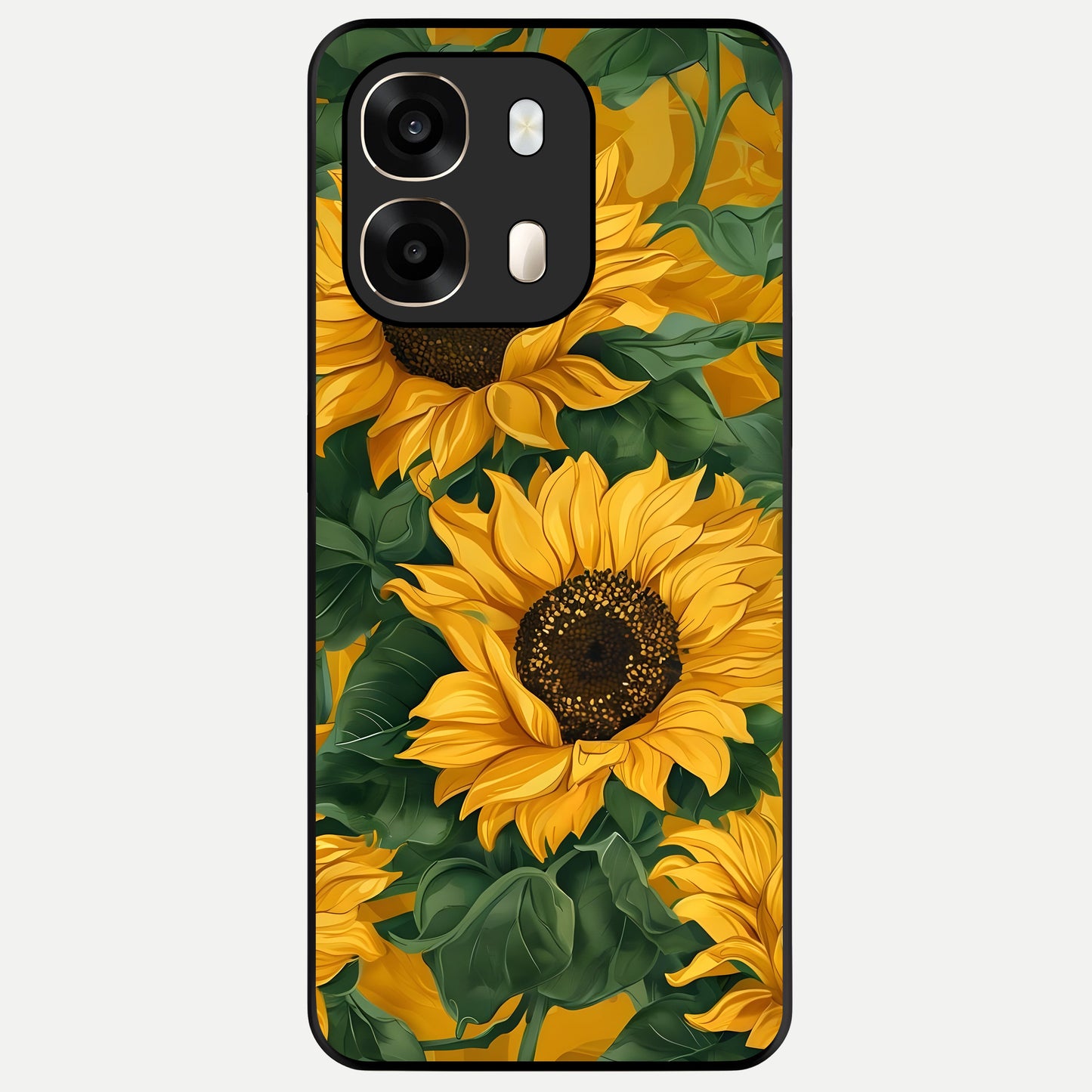  Bright Sunflower Bloom Glass Case For Oppo A6  back cover – full design glossy printed glass finish