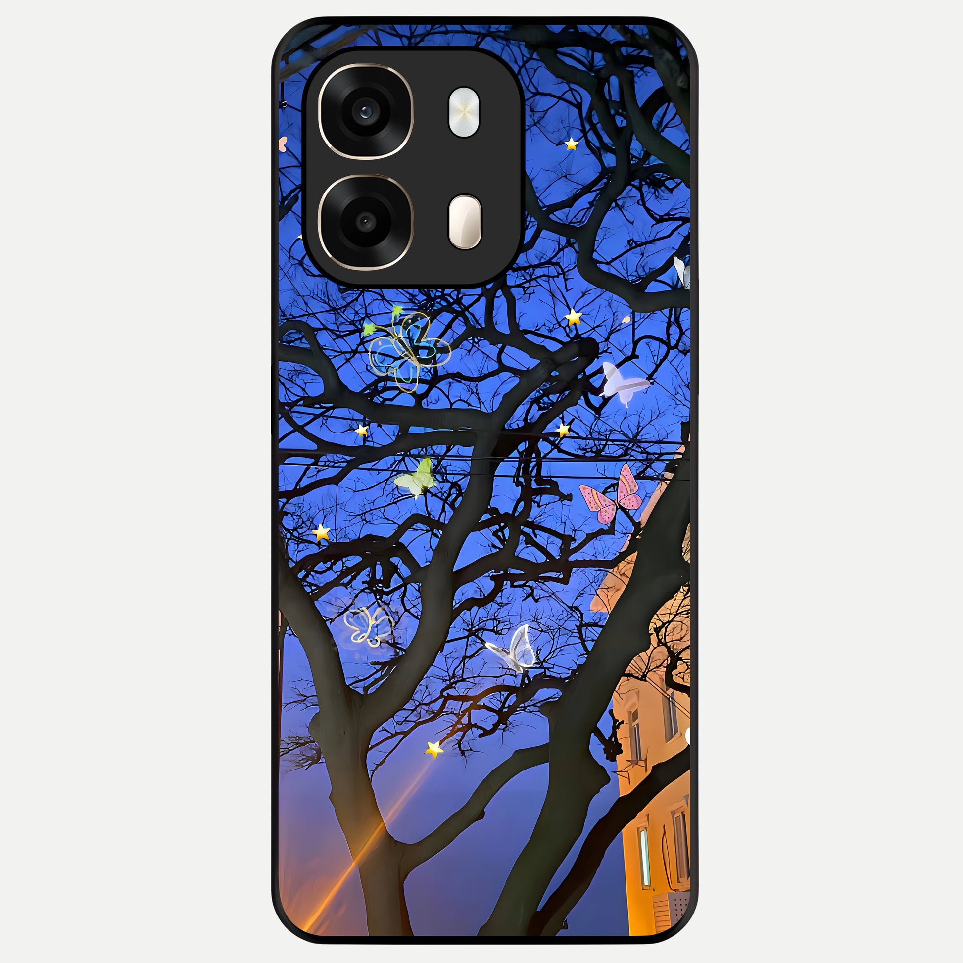  Butterfly Night Magic Glass Case For Oppo A6  back cover – full design glossy printed glass finish