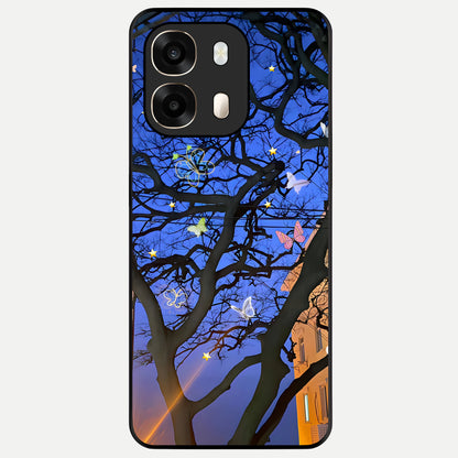  Butterfly Night Magic Glass Case For Oppo A6  back cover – full design glossy printed glass finish