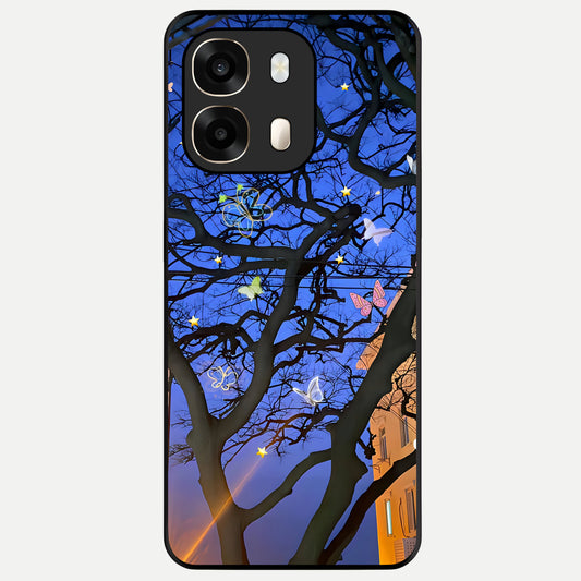  Butterfly Night Magic Glass Case For Oppo A6  back cover – full design glossy printed glass finish