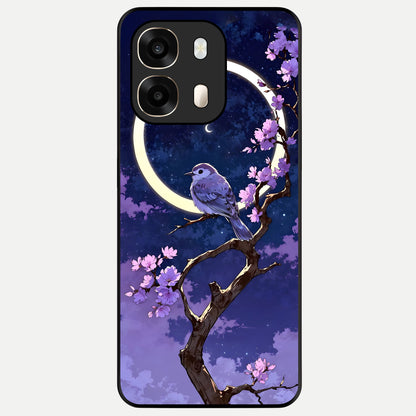  Celestial Bird Blossom Glass Case For Oppo A6  back cover – full design glossy printed glass finish