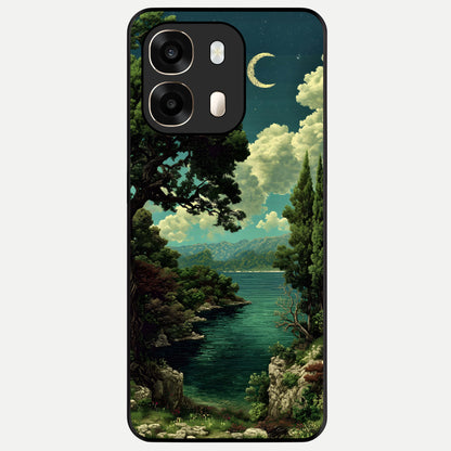  Celestial Lake Peace Glass Case For Oppo A6  back cover – full design glossy printed glass finish