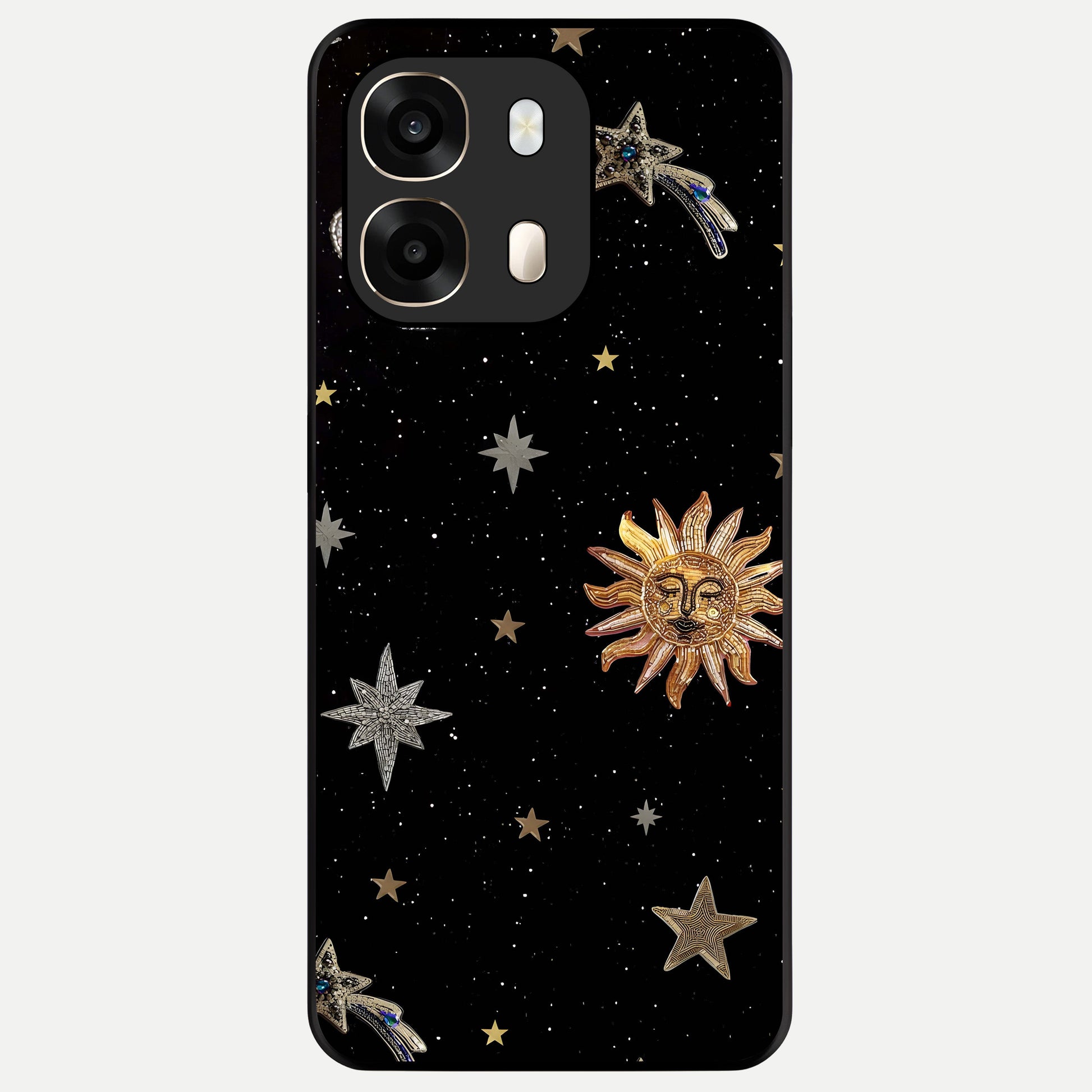  Celestial Moon With Stars Glass Case For Oppo A6  back cover – full design glossy printed glass finish