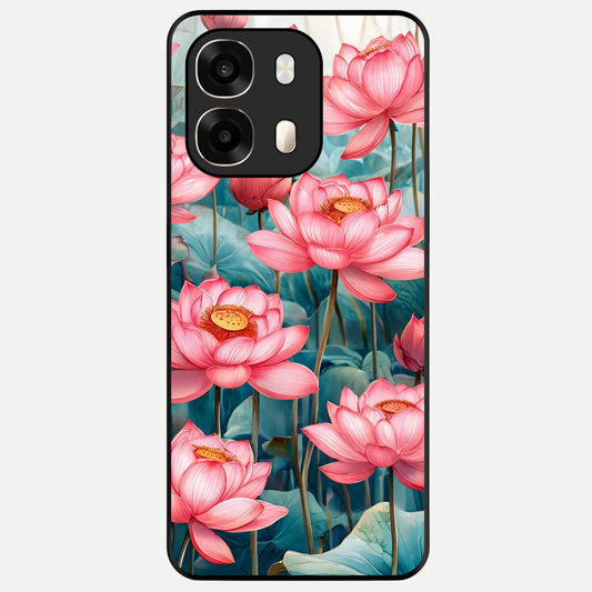  Celestial Pink Lotus Glass Case For Oppo A6  back cover – full design glossy printed glass finish