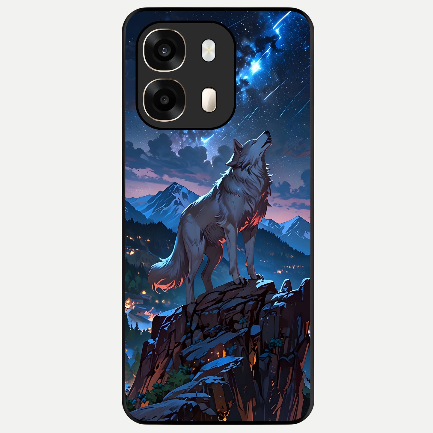  Celestial Wolf Howl Glass Case For Oppo A6  back cover – full design glossy printed glass finish