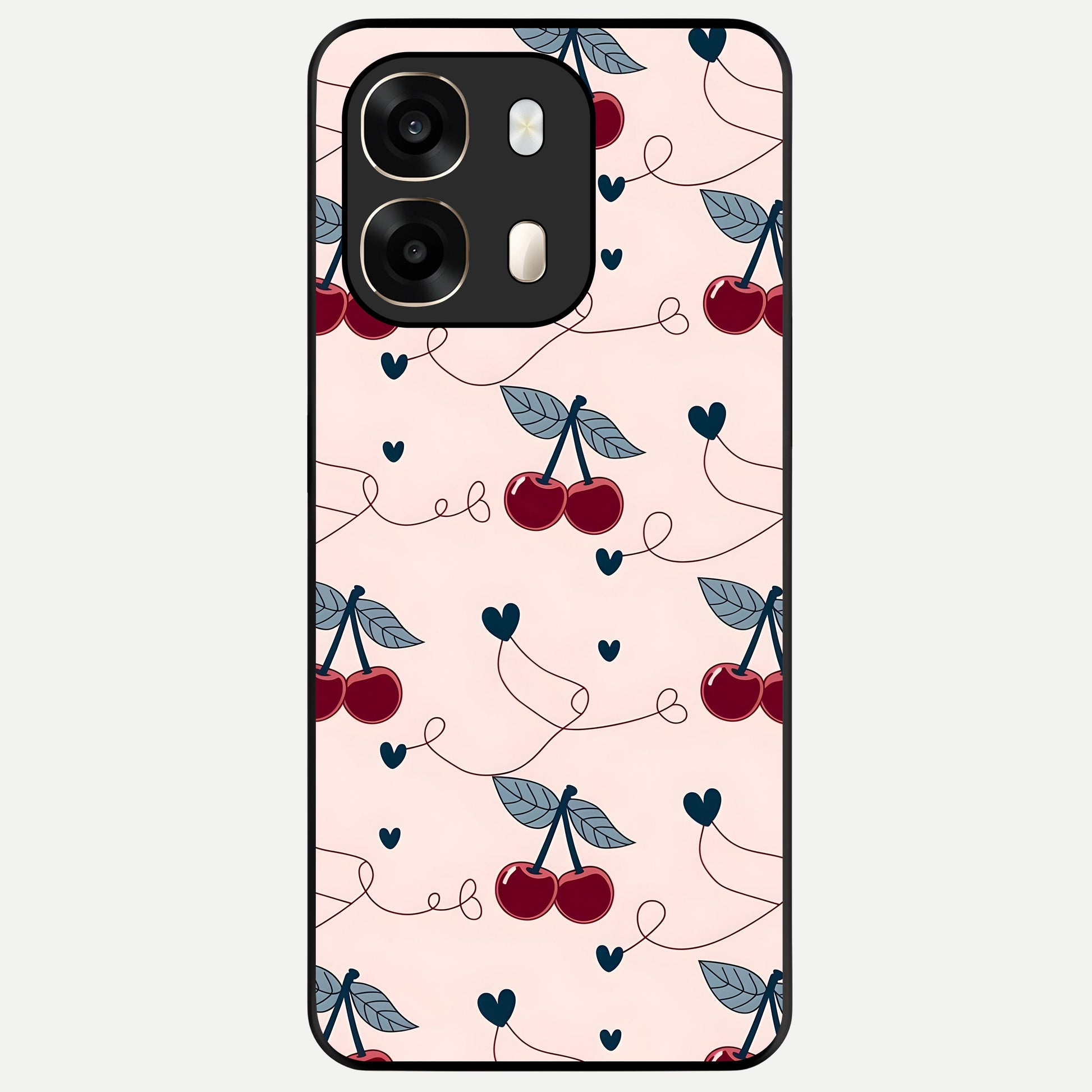  Cherry Heart Line Glass Case For Oppo A6  back cover – full design glossy printed glass finish