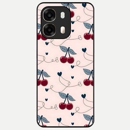  Cherry Heart Line Glass Case For Oppo A6  back cover – full design glossy printed glass finish