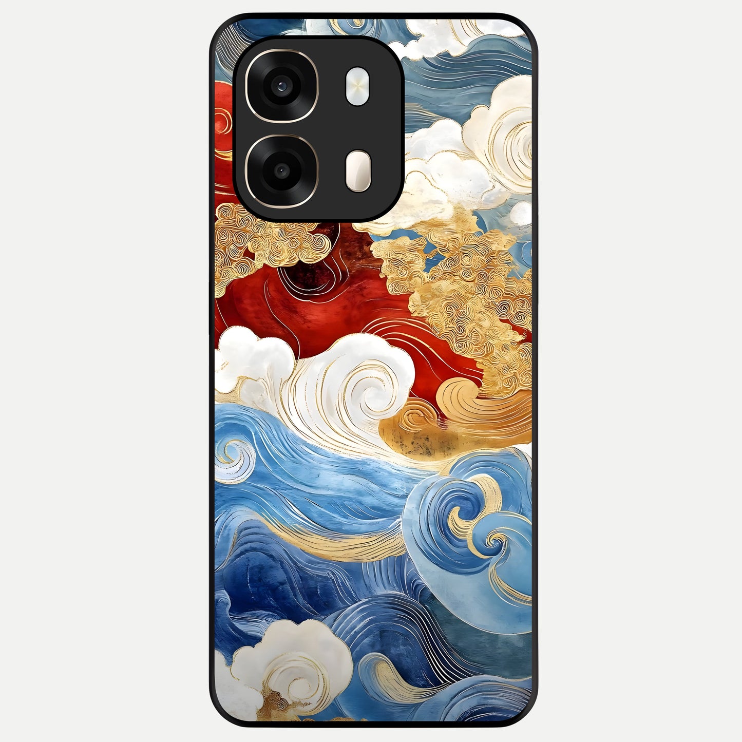  Colored Waves Glass Case For Oppo A6  back cover – full design glossy printed glass finish
