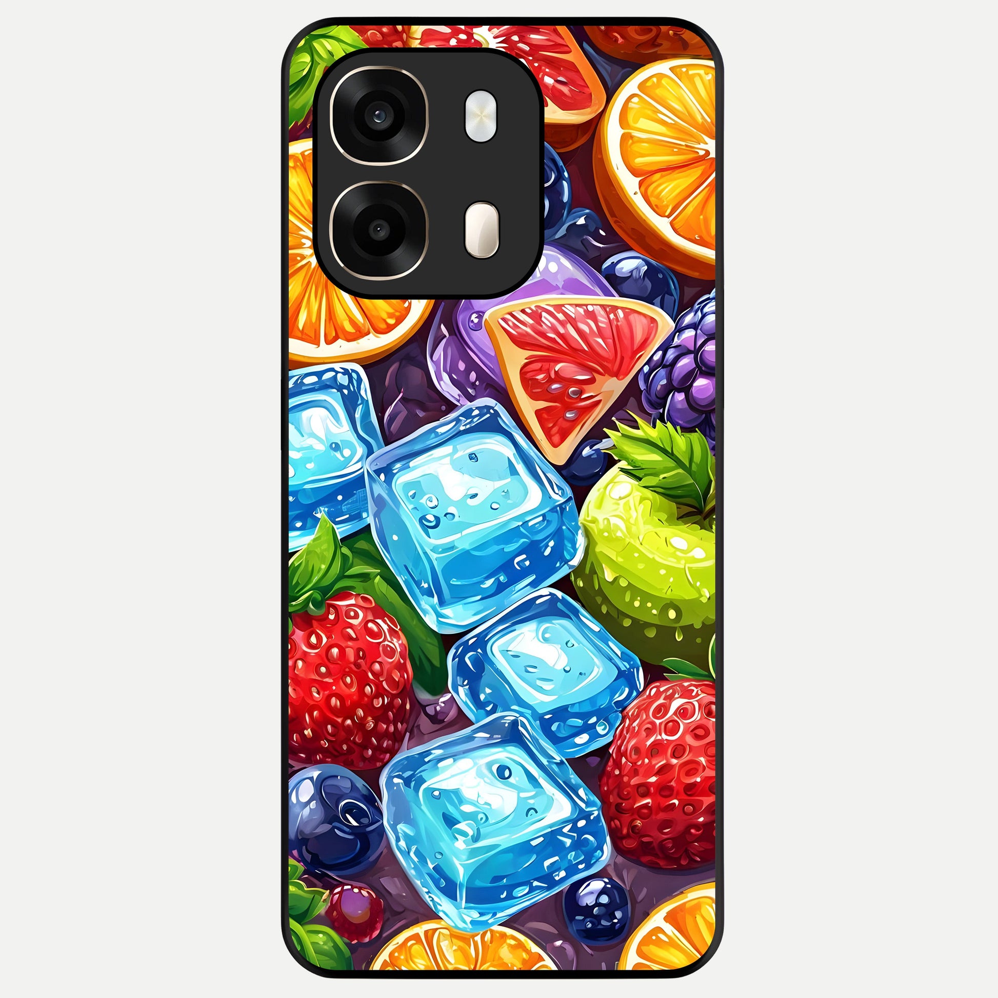  Colorful Fruits with Ice Glass Case For Oppo A6  back cover – full design glossy printed glass finish