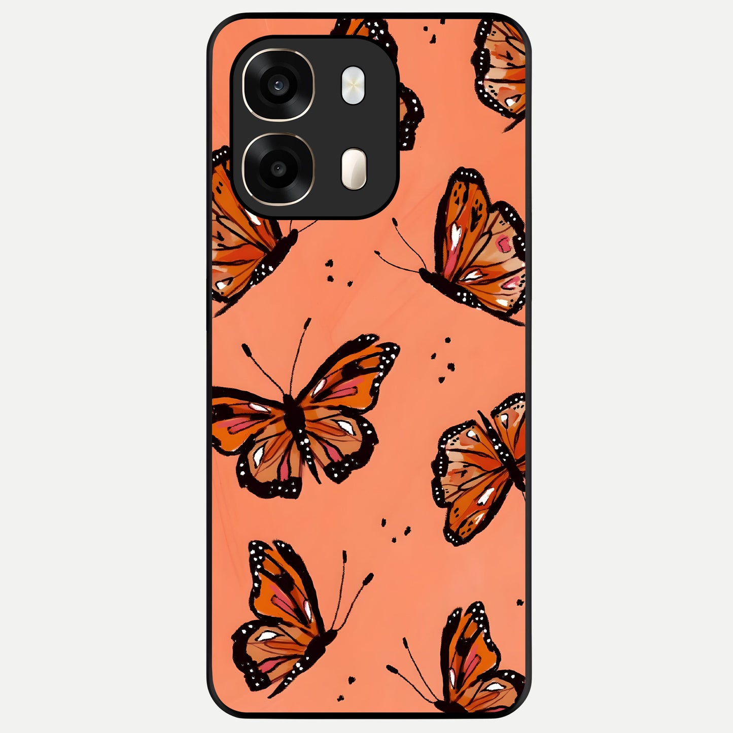  Coral Wing Butterfly Glass Case For Oppo A6  back cover – full design glossy printed glass finish