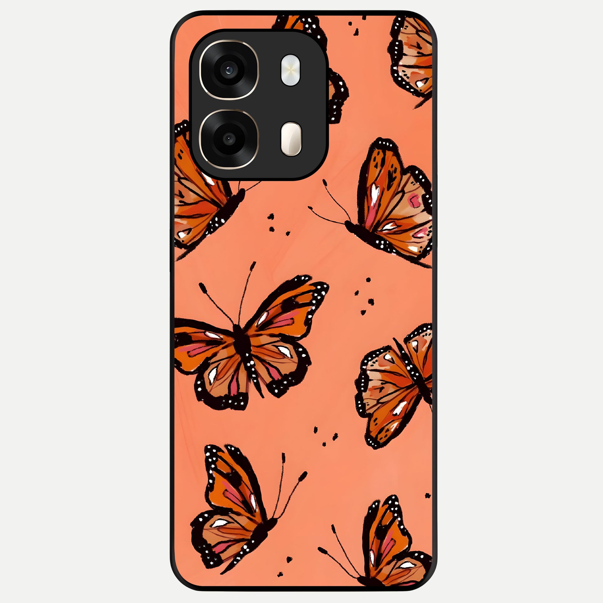  Coral Wing Butterfly Glass Case For Oppo A6  back cover – full design glossy printed glass finish