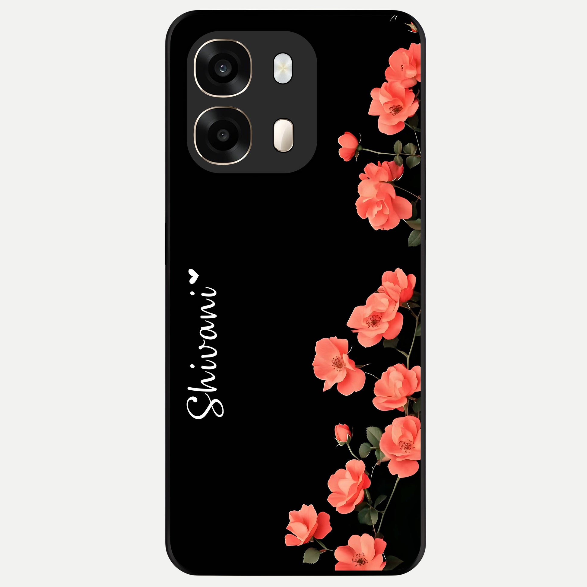  Crimson Bloom Grace Custom Name Glass Case For Oppo A6  back cover – full design glossy printed glass finish