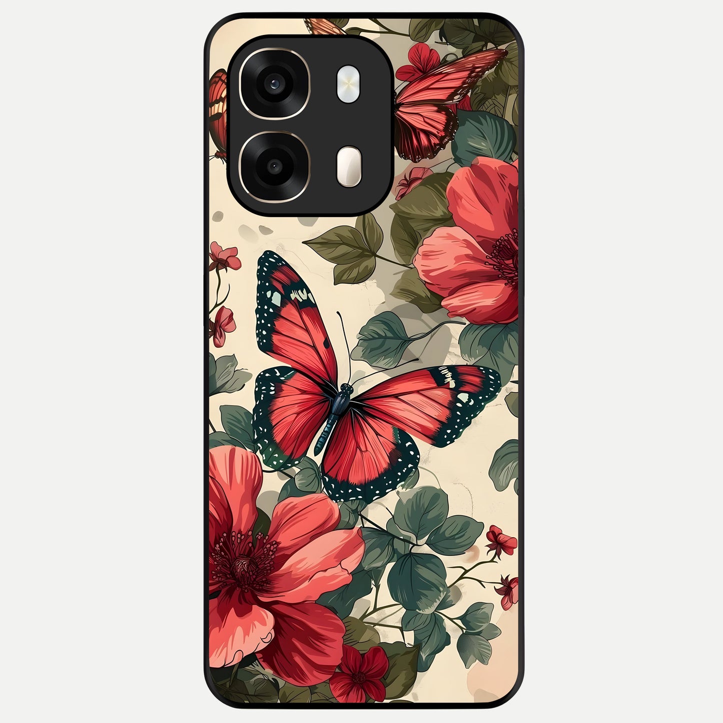  Crimson Butterfly Garden Glass Case For Oppo A6  back cover – full design glossy printed glass finish