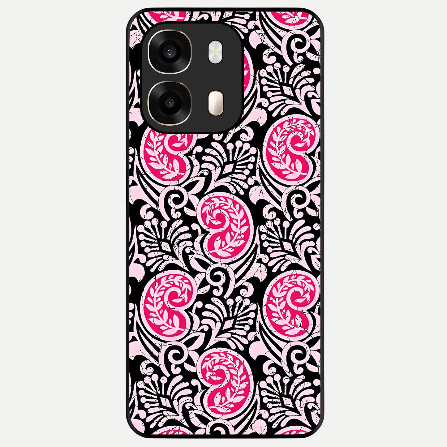  Crimson Paisley Charm Glass Case For Oppo A6  back cover – full design glossy printed glass finish