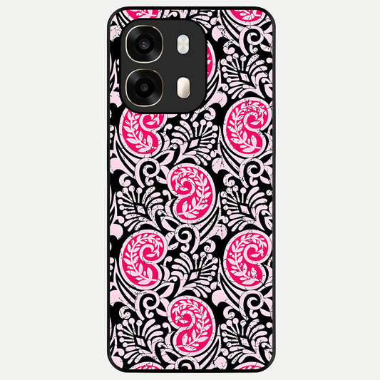  Crimson Paisley Charm Glass Case For Oppo A6  back cover – full design glossy printed glass finish