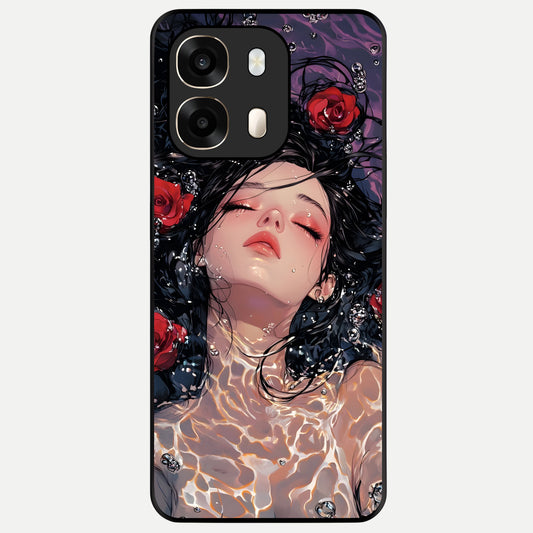  Crimson Rose Serenity Glass Case For Oppo A6  back cover – full design glossy printed glass finish
