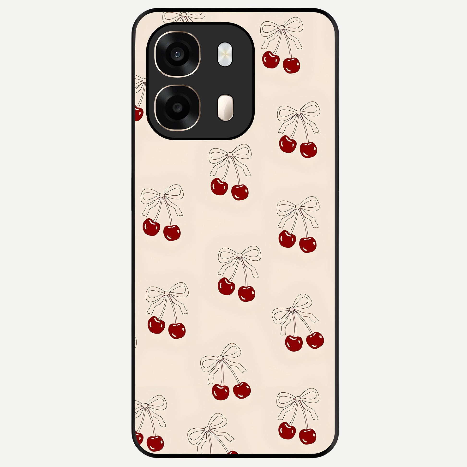  Cute Cherry Pattern Glass Case For Oppo A6  back cover – full design glossy printed glass finish