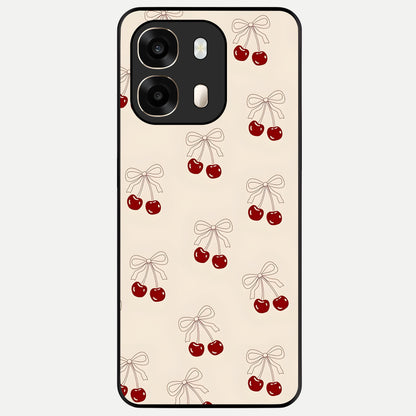  Cute Cherry Pattern Glass Case For Oppo A6  back cover – full design glossy printed glass finish
