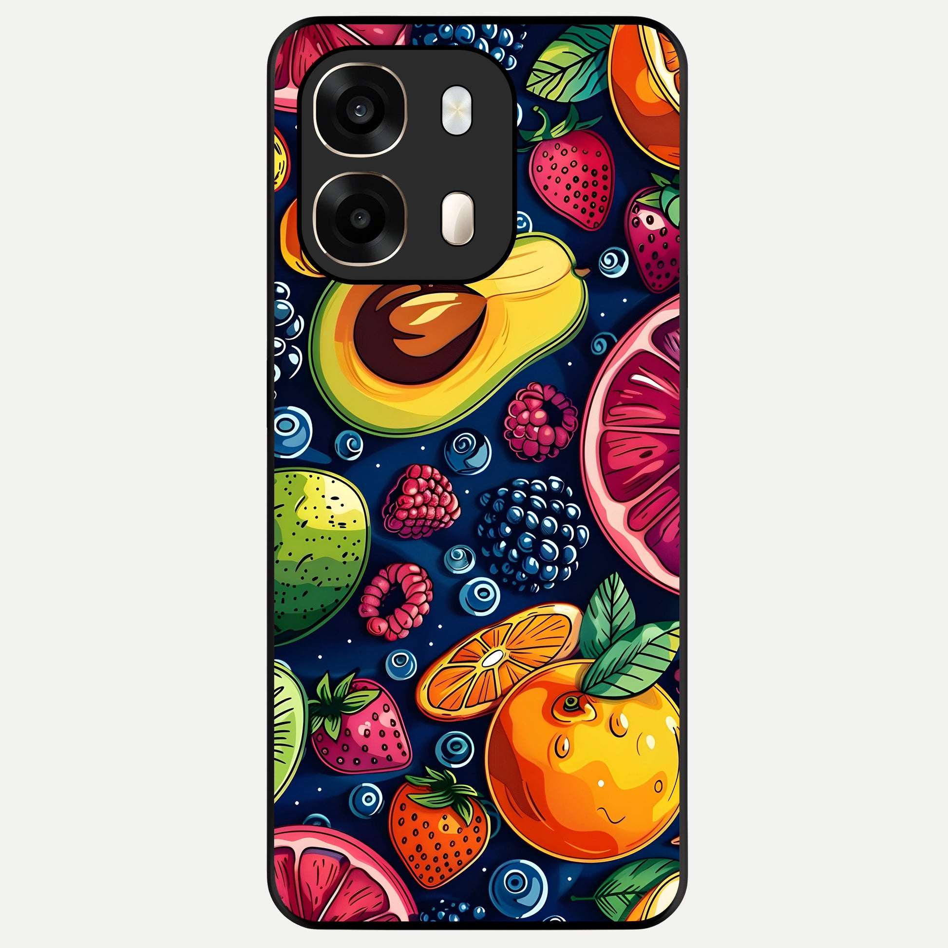  Cute Fruits Art Glass Case For Oppo A6  back cover – full design glossy printed glass finish
