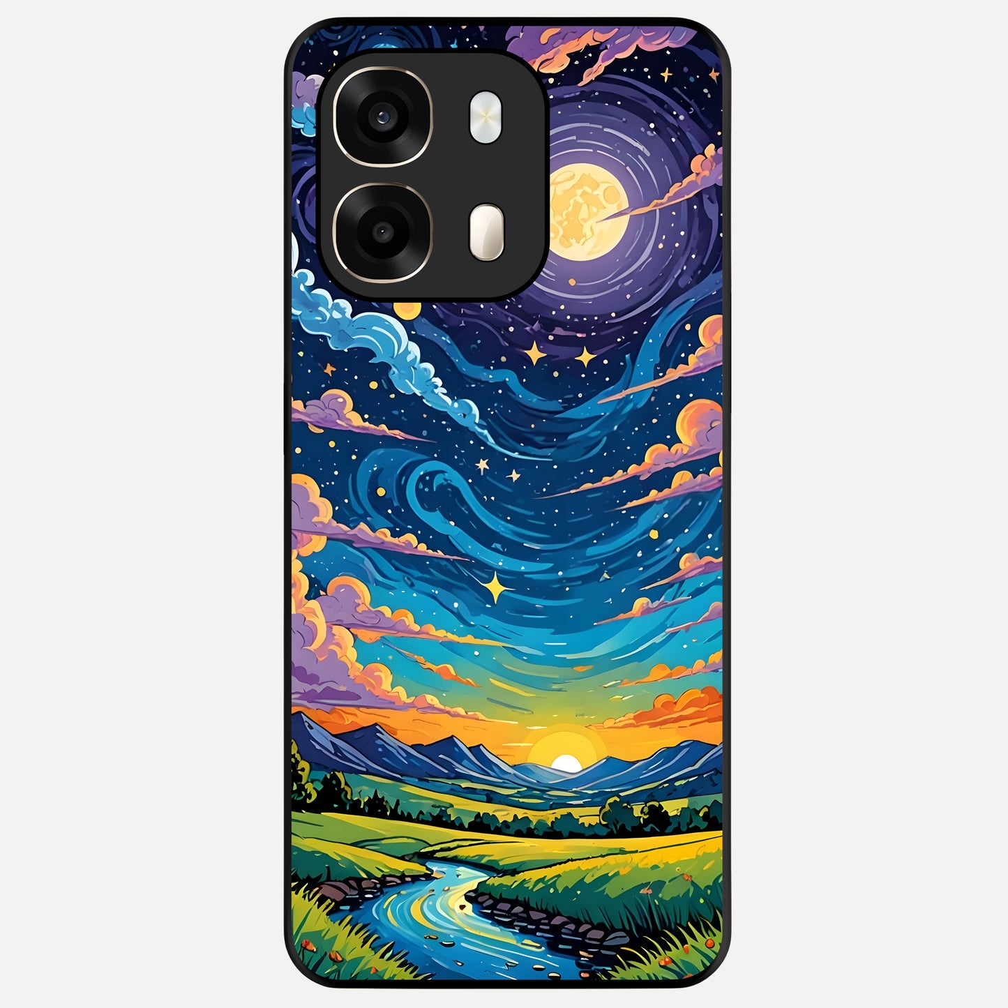  Dreamy Night Landscape Glass Case For Oppo A6  back cover – full design glossy printed glass finish