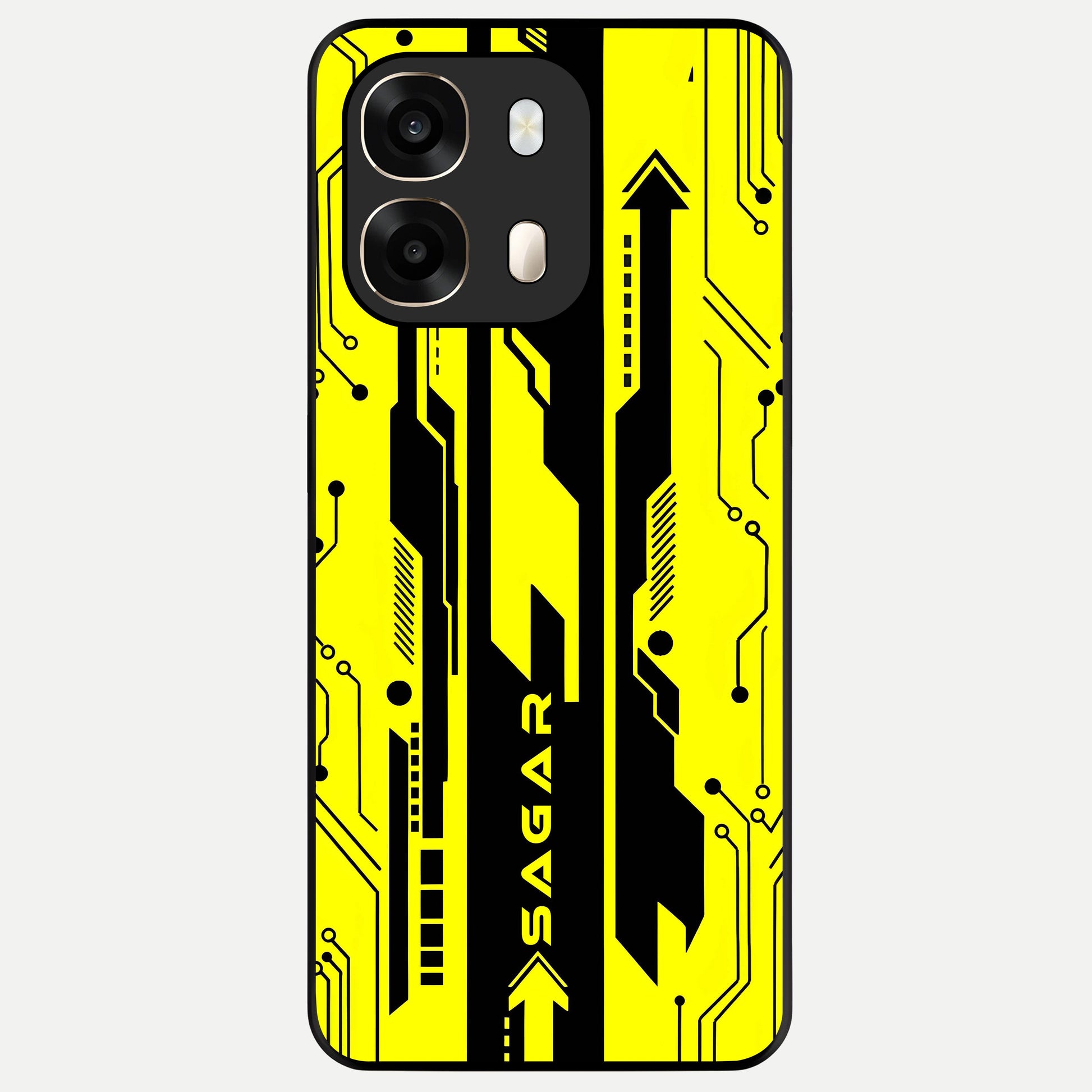  Electric Pulse CYBERPUNK Custom Name Glass Case For Oppo A6  back cover – full design glossy printed glass finish