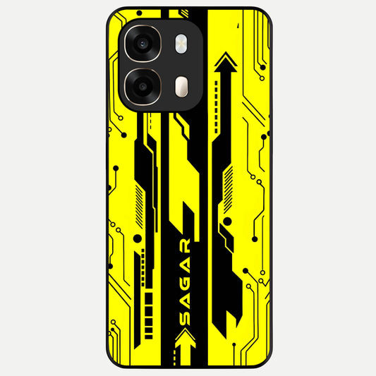  Electric Pulse CYBERPUNK Custom Name Glass Case For Oppo A6  back cover – full design glossy printed glass finish