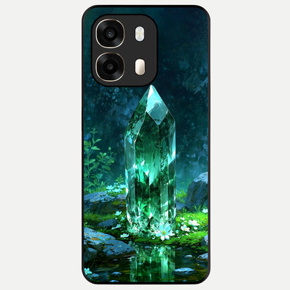  Emerald Light Crystal Glass Case For Oppo A6  back cover – full design glossy printed glass finish